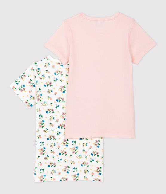Lot de 2 tee shirts manches courtes imprimé fleuri petite fille en coton biologique variante 1