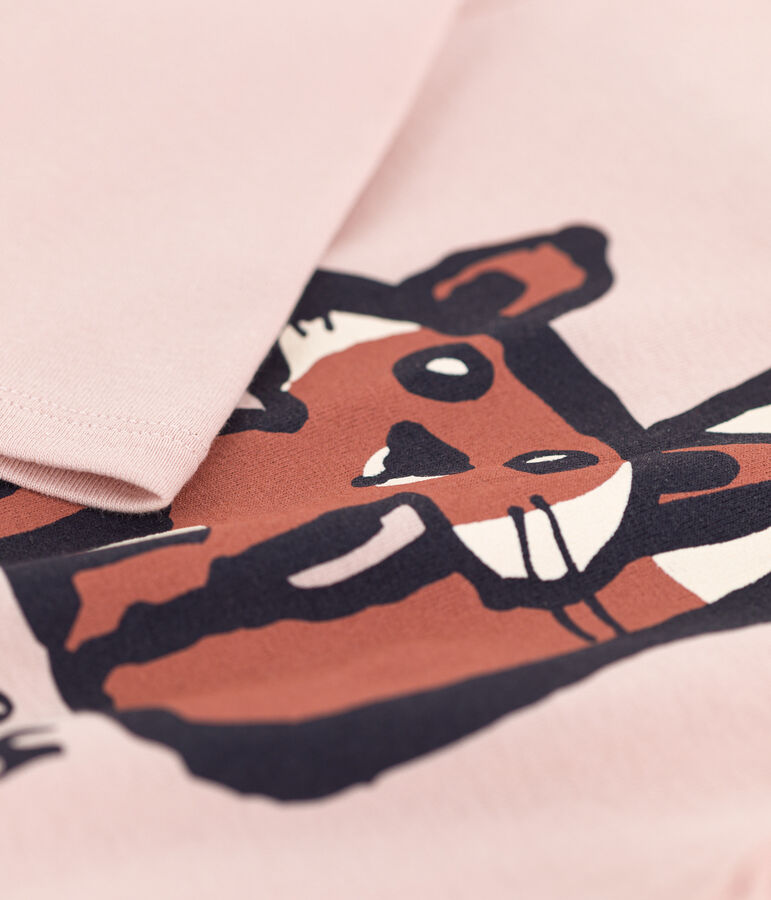 Tee-shirt manches longues en coton enfant fille / gar&ccedil;on rose SALINE