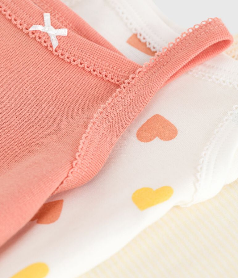 Lot de 3 bodies bretelles en coton c&oelig;urs b&eacute;b&eacute; variante 1