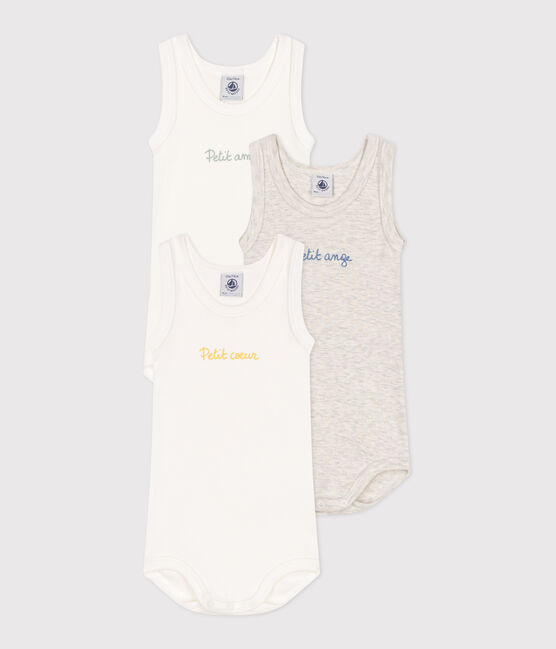 Lot de 3 bodies sans manches en coton uni bébé variante 1