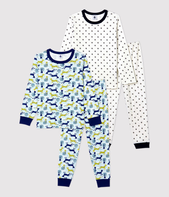 Lot de 2 pyjamas imprimés étoiles et panthères petit garçon en coton variante 1