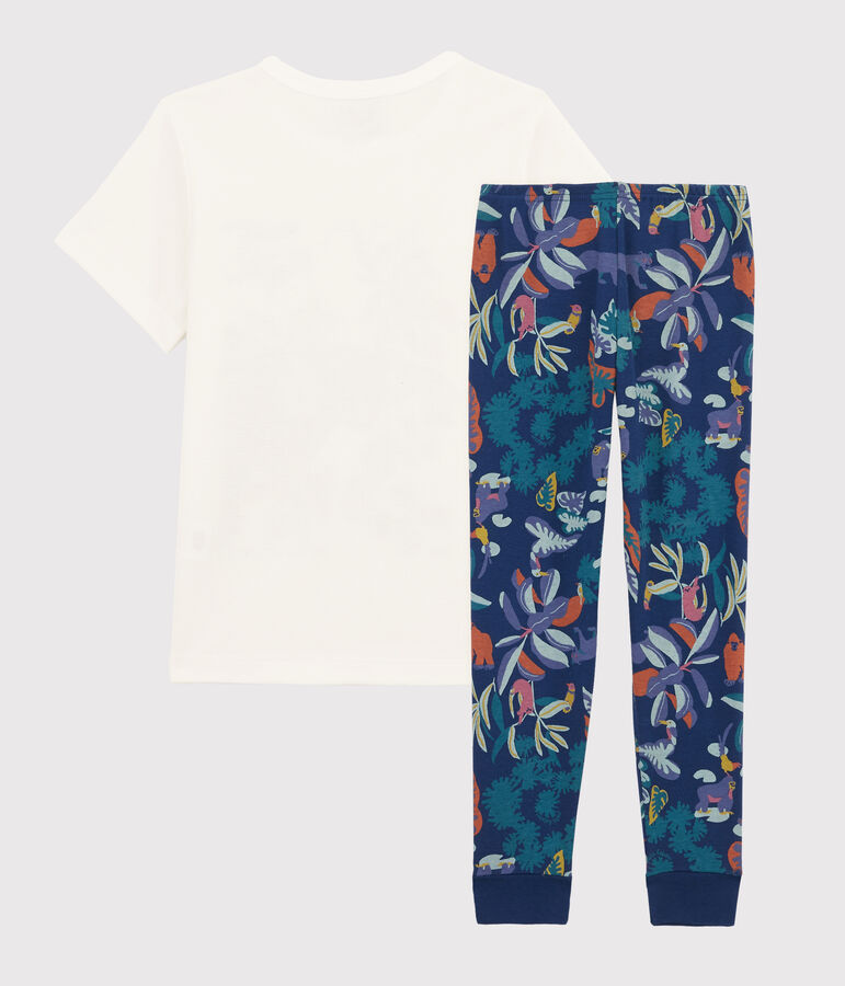 Pyjama jungle petit gar&ccedil;on en c&ocirc;te bleu MEDIEVAL/blanc MULTICO