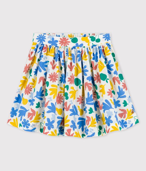 Jupe en popeline imprim&eacute;e enfant fille blanc/multicouleur