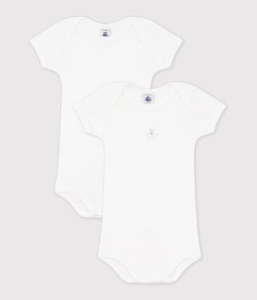Lot de 2 bodies blancs manches courtes bébé