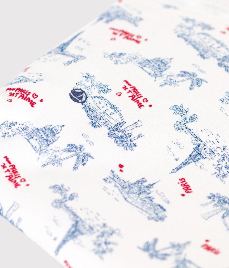 Pochette b&eacute;b&eacute; en coton motifs Paris blanc MARSHMALLOW/blanc MULTICO