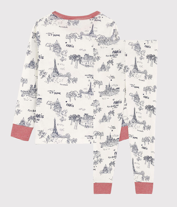Pyjama toile de Jouy Paris petit gar&ccedil;on en coton blanc/bleu
