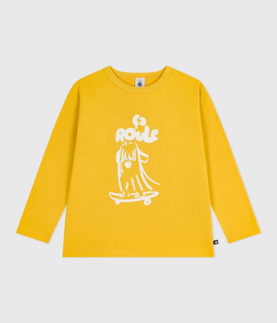 Tee-shirt enfant manches longues en coton imprimé jaune NAPLES