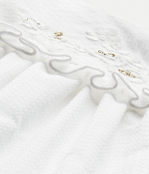 Ensemble b&eacute;b&eacute; fille 3 pi&egrave;ces en popeline blanc