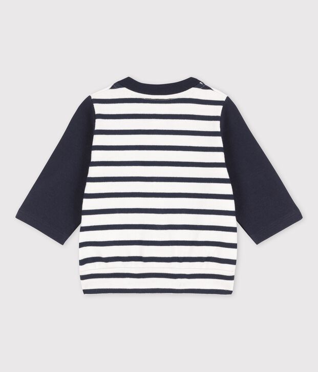 Teddy en jersey b&eacute;b&eacute; blanc/bleu