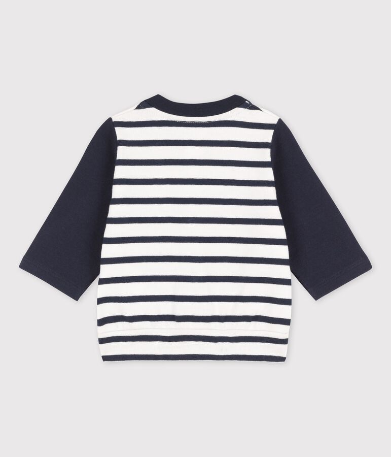 Teddy en jersey b&eacute;b&eacute; blanc MARSHMALLOW/bleu SMOKING