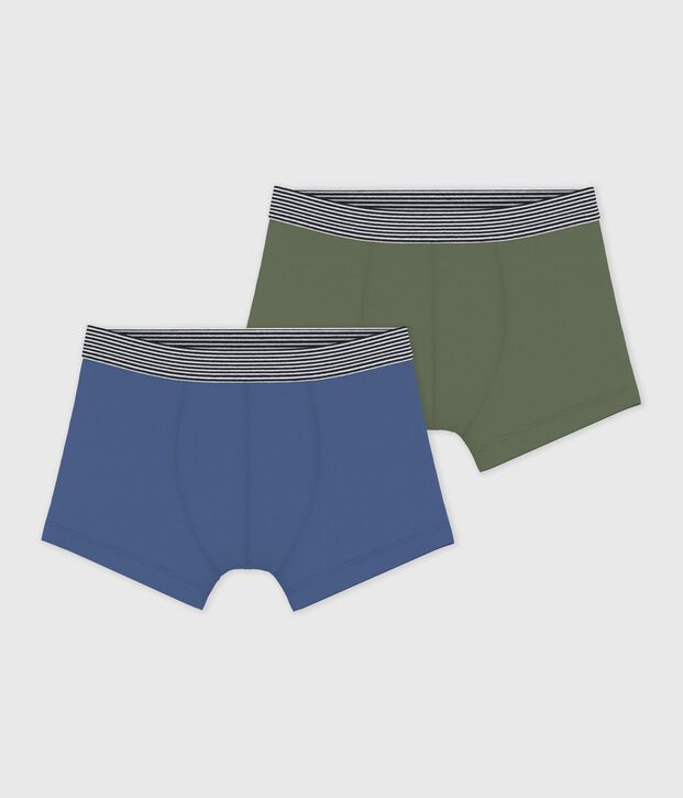 Lot de boxers enfant en coton et &eacute;lasthanne uni multicouleur
