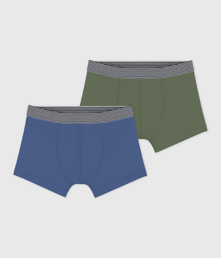 Lot de boxers enfant en coton et &eacute;lasthanne uni variante 2