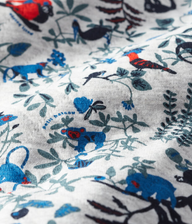 Combinaison longue b&eacute;b&eacute; gar&ccedil;on en tubique matelass&eacute; gris/multicouleur