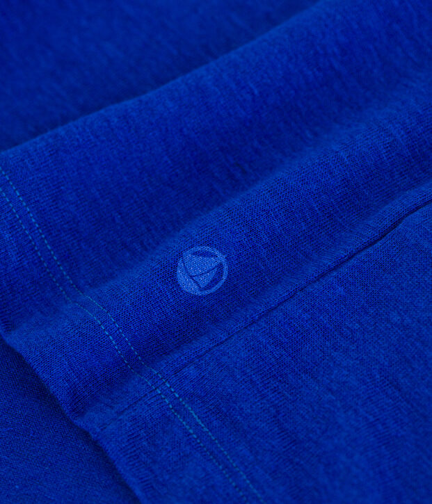 Tee-shirt Femme &agrave; manches courtes en lin bleu