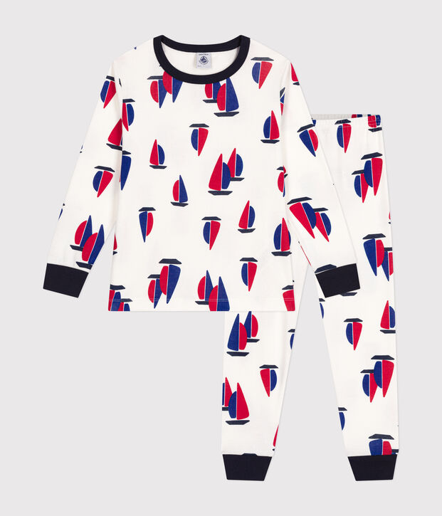 Pyjama en coton imprim&eacute; &agrave; motif bateaux enfant blanc/multicouleur