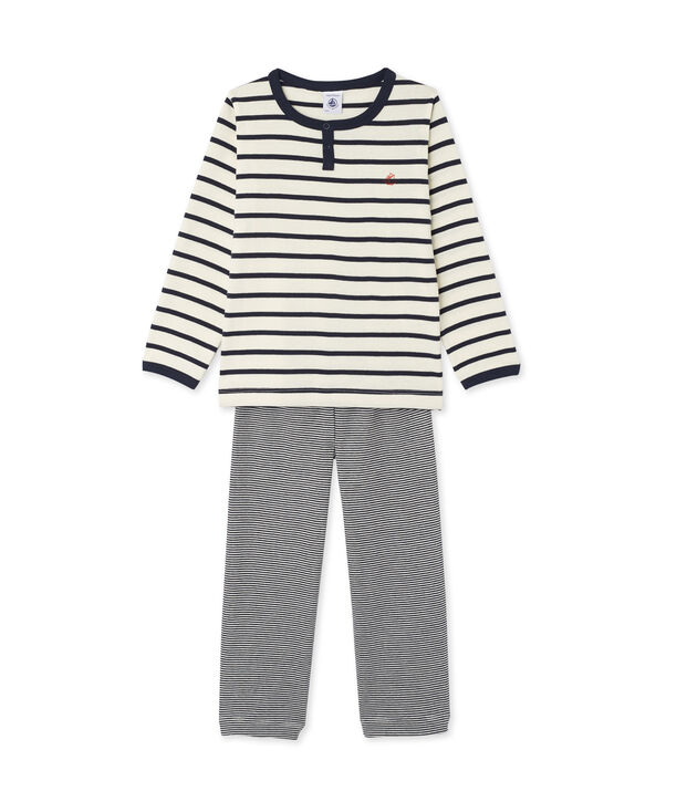 Pyjama gar&ccedil;on 3 pi&egrave;ces blanc/bleu