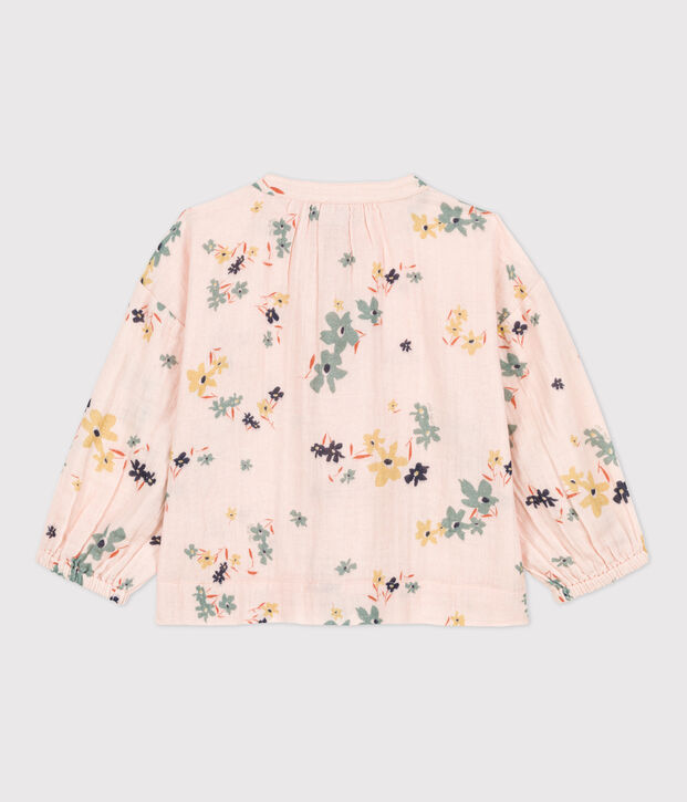 Blouse imprim&eacute;e en gaze de coton enfant fille rose/multicouleur