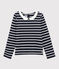 Tee-shirt col claudine enfant fille bleu SMOKING/blanc MARSHMALLOW