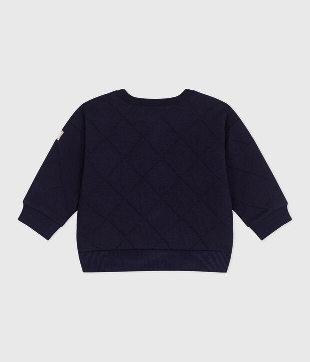 Cardigan b&eacute;b&eacute; en coton &eacute;pais uni bleu marine