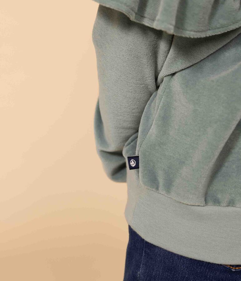 Sweatshirt en bouclette velours unie enfant fille vert BRUT