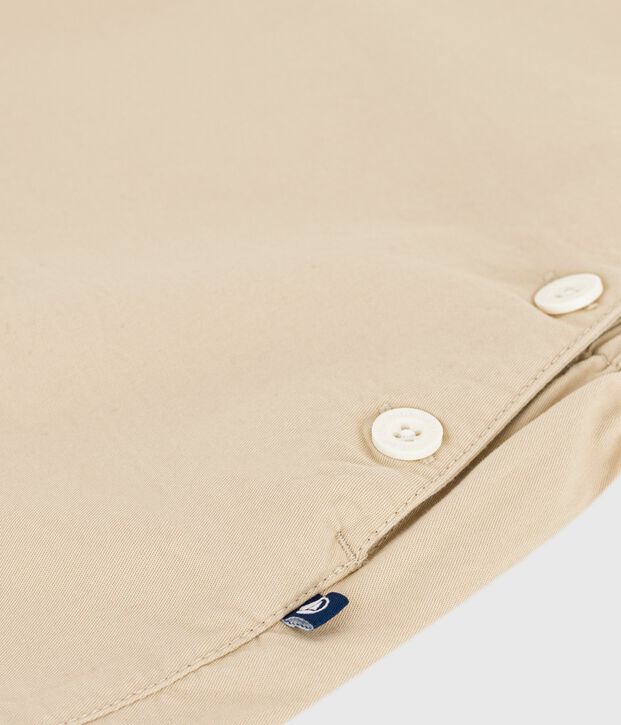 Salopette b&eacute;b&eacute; en serge jambes courtes, unie beige