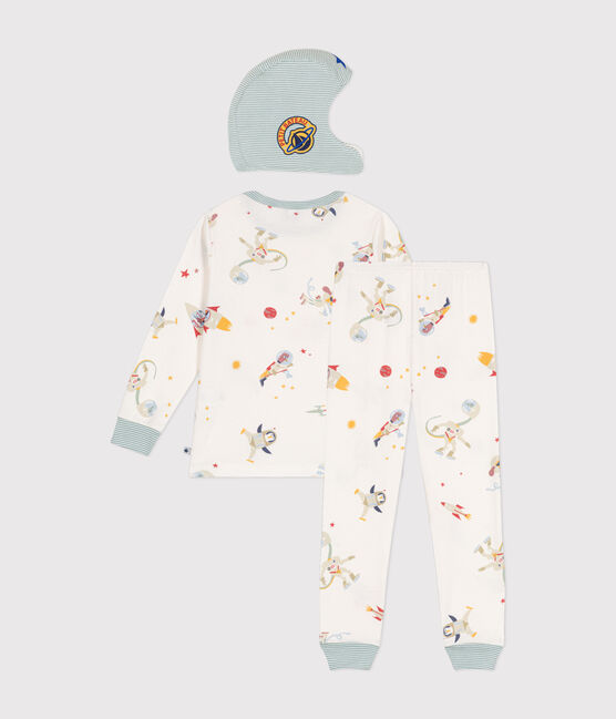 Pyjama déguisement en coton imprimé espace enfant blanc MARSHMALLOW/blanc MULTICO