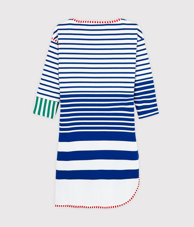 Robe r&eacute;&eacute;dition Hy&egrave;res femme blanc/bleu