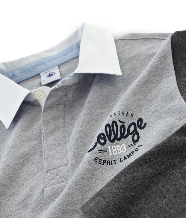 Polo rugby enfant gar&ccedil;on gris/gris