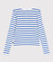 Cardigan femme en coton uni blanc/bleu