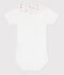 Body bébé en coton à col brodé, uni blanc MARSHMALLOW