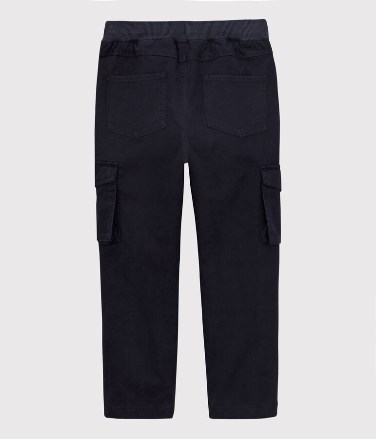 Pantalon regular en gabardine  enfant gar&ccedil;on bleu SMOKING