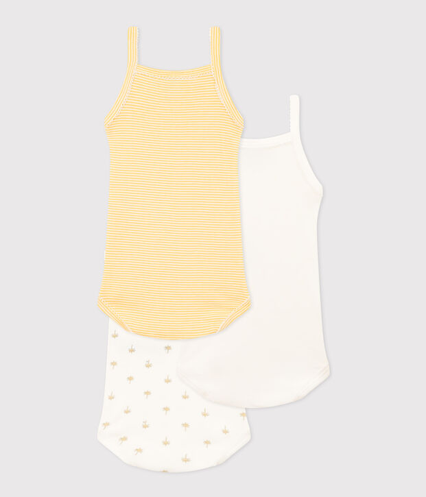Lot de 3 bodies bretelles palmiers en coton multicouleur