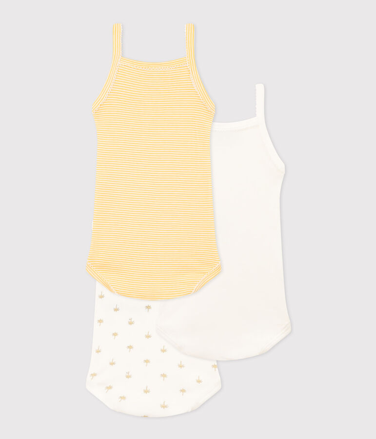 Lot de 3 bodies bretelles palmiers en coton multicouleur