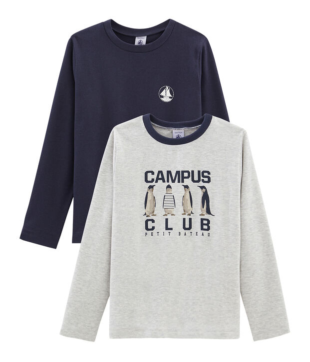 Lot de 2 tee-shirts gar&ccedil;on : s&eacute;rigraphi&eacute; + uni multicouleur