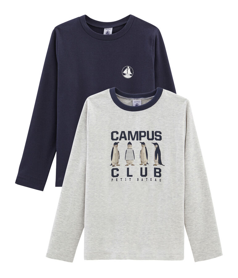 Lot de 2 tee-shirts gar&ccedil;on : s&eacute;rigraphi&eacute; + uni multicouleur