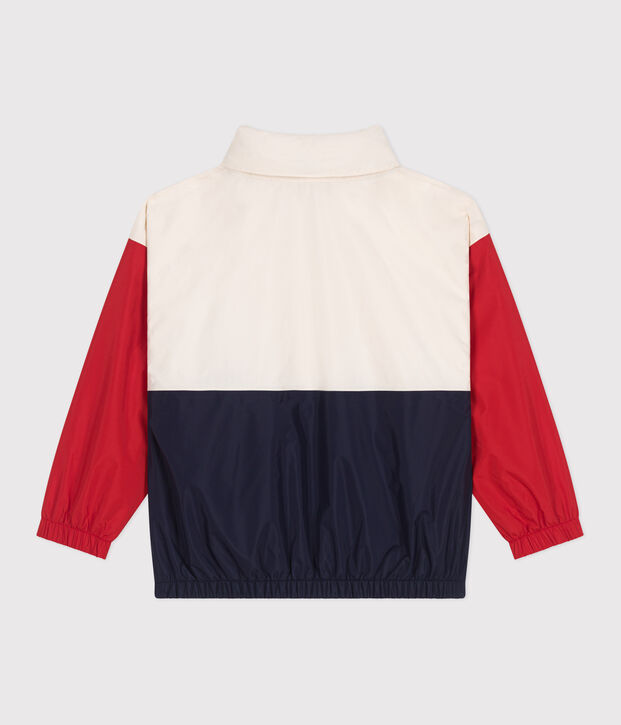 Coupe-vent enfant avec capuche r&eacute;tractable &eacute;cru/multicouleur