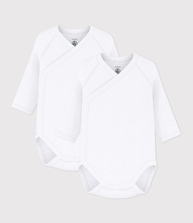 Lot de bodies crois&eacute;s manches longues b&eacute;b&eacute; en coton uni multicouleur