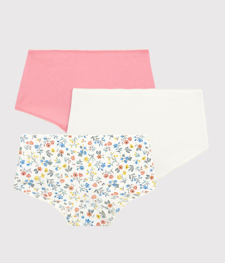 Lot de 3 shorties fleurs r&eacute;tro petite fille en coton multicouleur