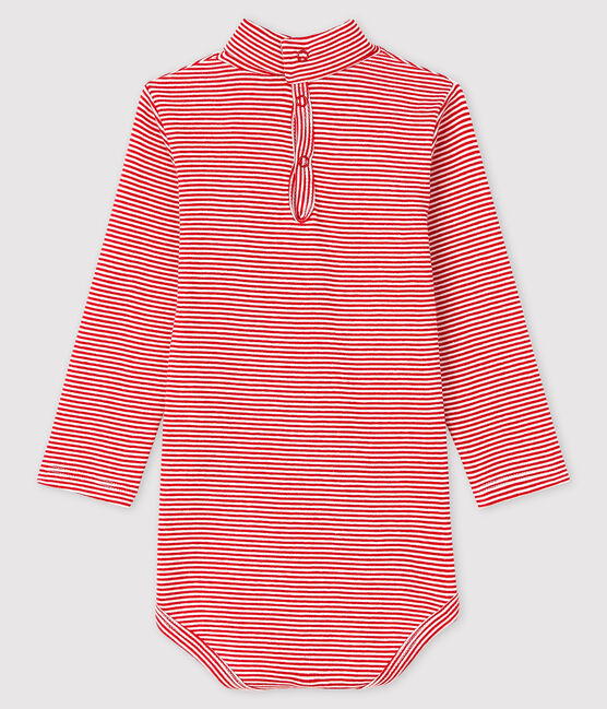 Body manches longues col roulé bébé rouge TERKUIT/blanc MARSHMALLOW