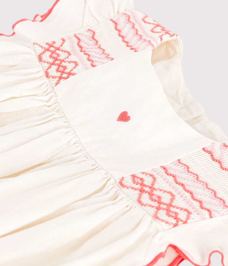 Robe enfant manches courtes en coton blanc
