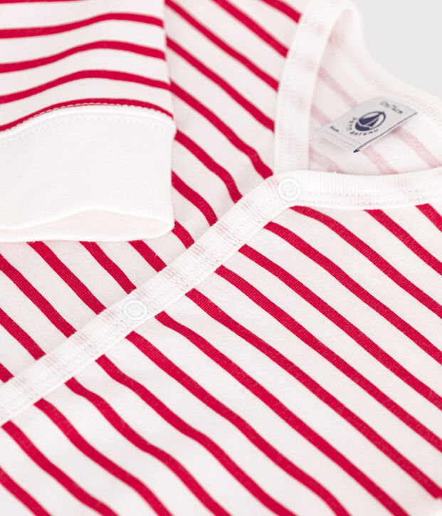 Pyjama sans pieds en coton b&eacute;b&eacute; blanc/rouge