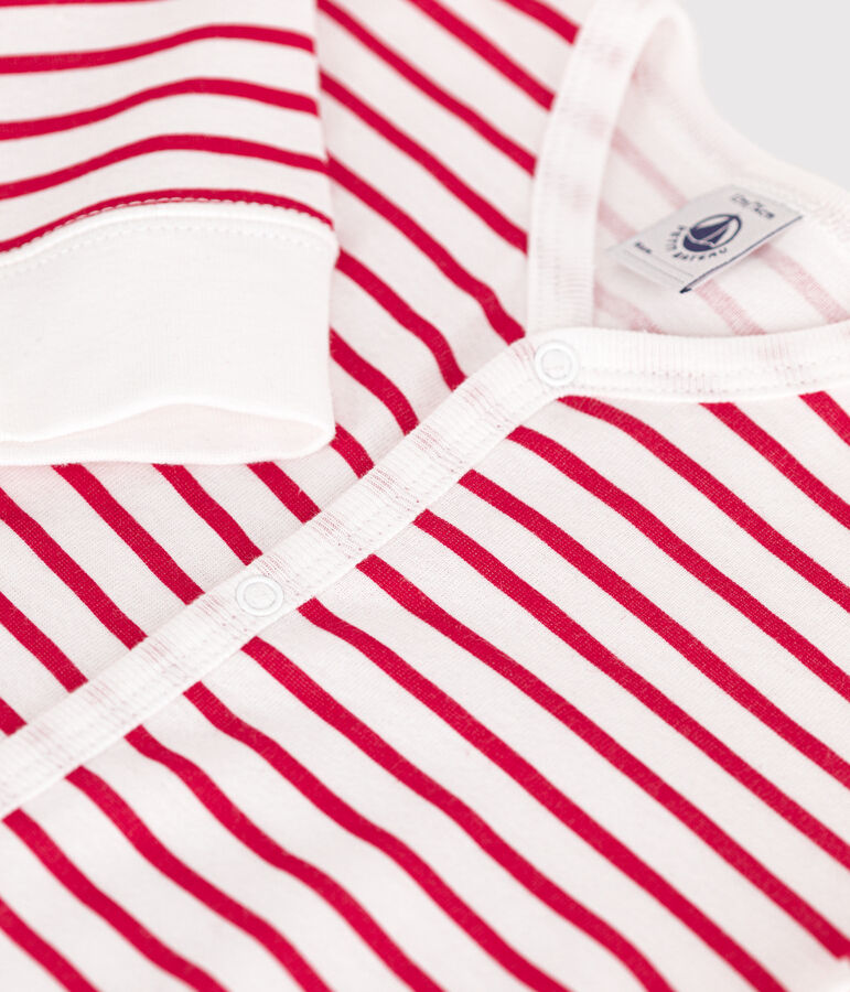 Pyjama sans pieds en coton b&eacute;b&eacute; blanc ECUME/rouge TERKUIT