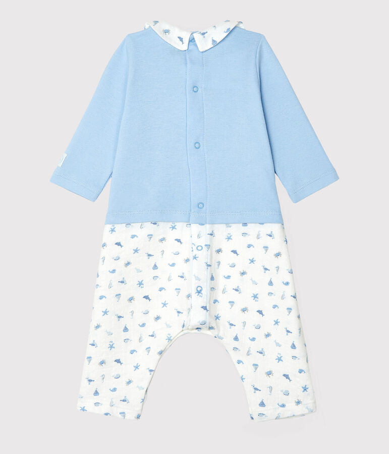 Combinaison longue b&eacute;b&eacute; gar&ccedil;on bleu JASMIN/blanc MULTICO