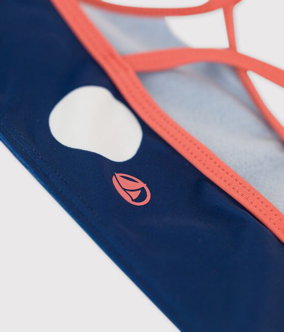 Maillot de bain 2 pièces à pois enfant fille bleu MEDIEVAL/blanc MARSHMALLOW