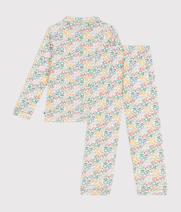 Pyjama en coton imprim&eacute; &agrave; motif fleurs enfant blanc MARSHMALLOW/blanc MULTICO