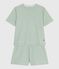 Pyjama short femme en coton à rayures SAULE/ MARSHMALLOW