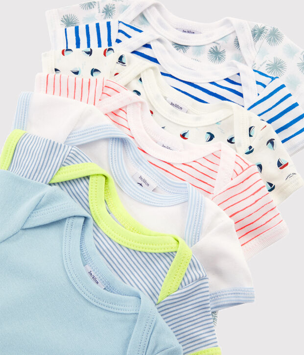 Lot surprise de 7 bodies manches courtes b&eacute;b&eacute; gar&ccedil;on multicouleur