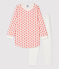 Chemise de nuit imprimé fleurs graphiques petite fille en molleton blanc MARSHMALLOW/ SPICY