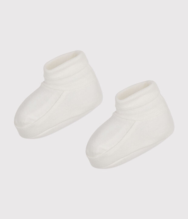 Chaussons naissance en coton b&eacute;b&eacute; blanc