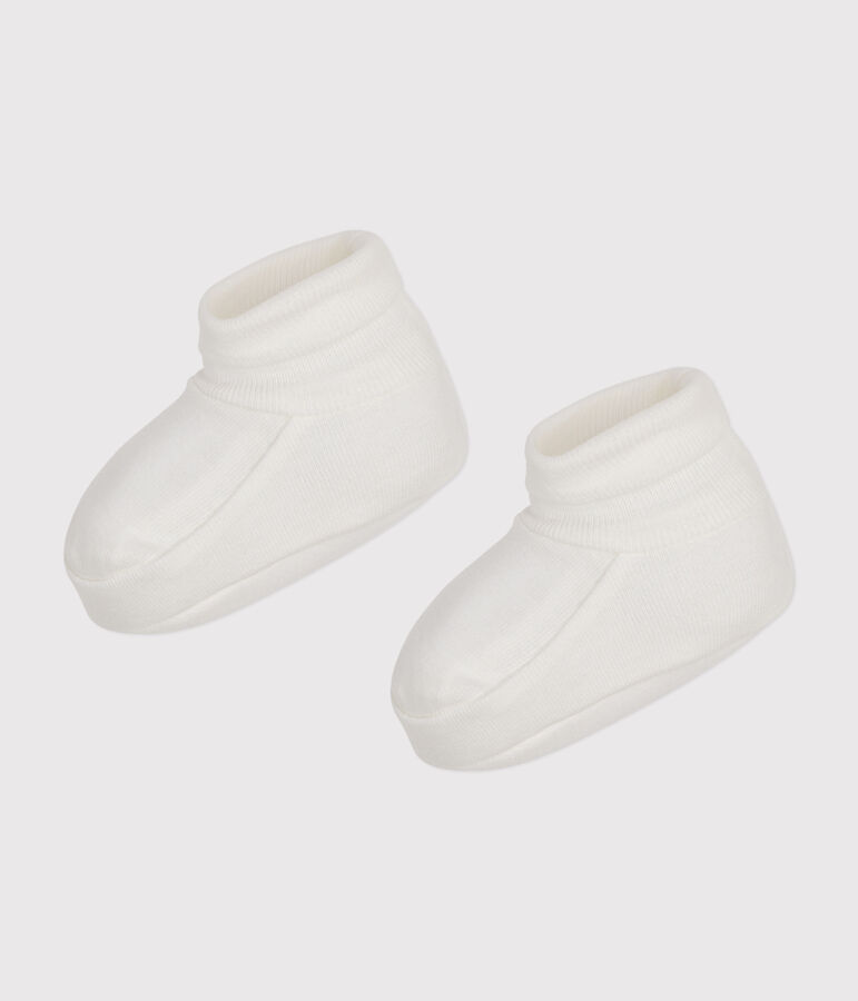 Chaussons naissance en coton b&eacute;b&eacute; blanc MARSHMALLOW